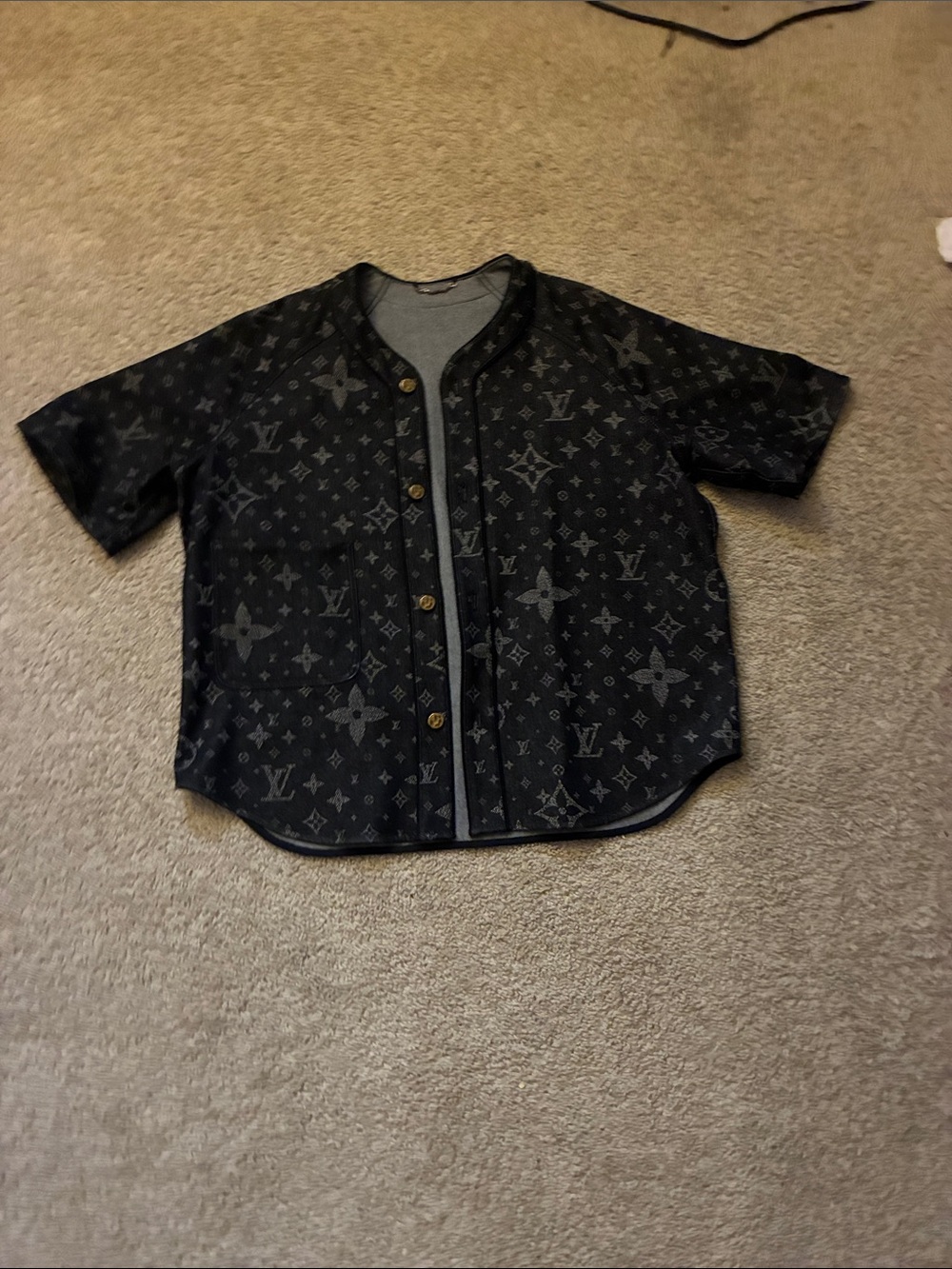Louis Vuitton Black Monogram Short-Sleeve Shirt Jacket
